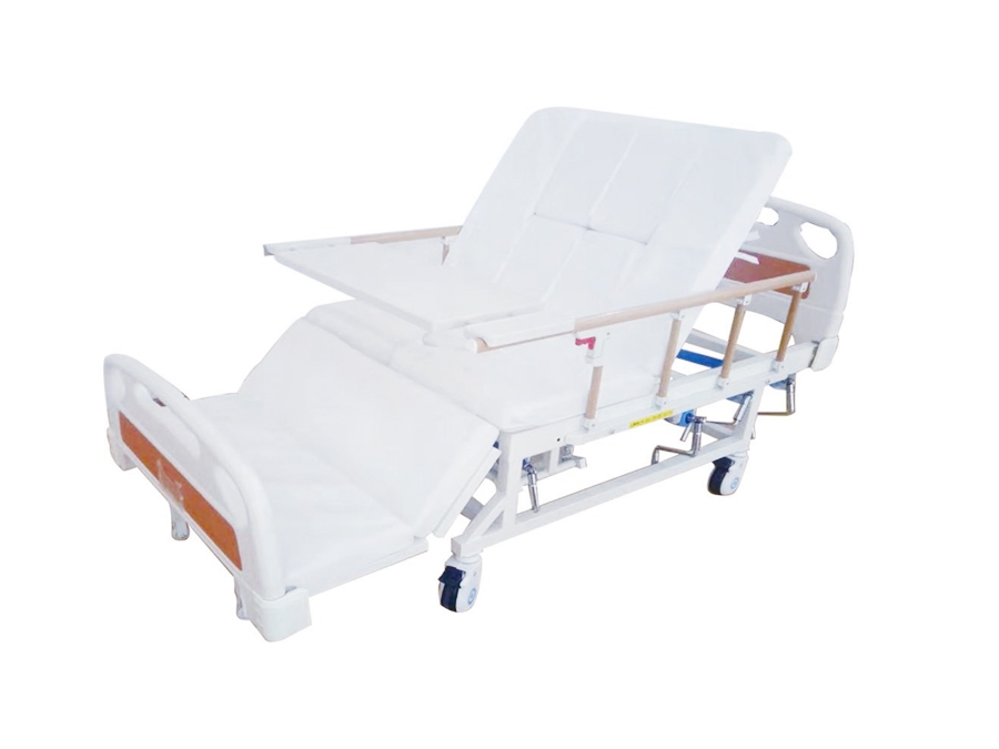 BR-C5 ABS床頭手搖翻身護理床(四角剎車、四檔護欄)